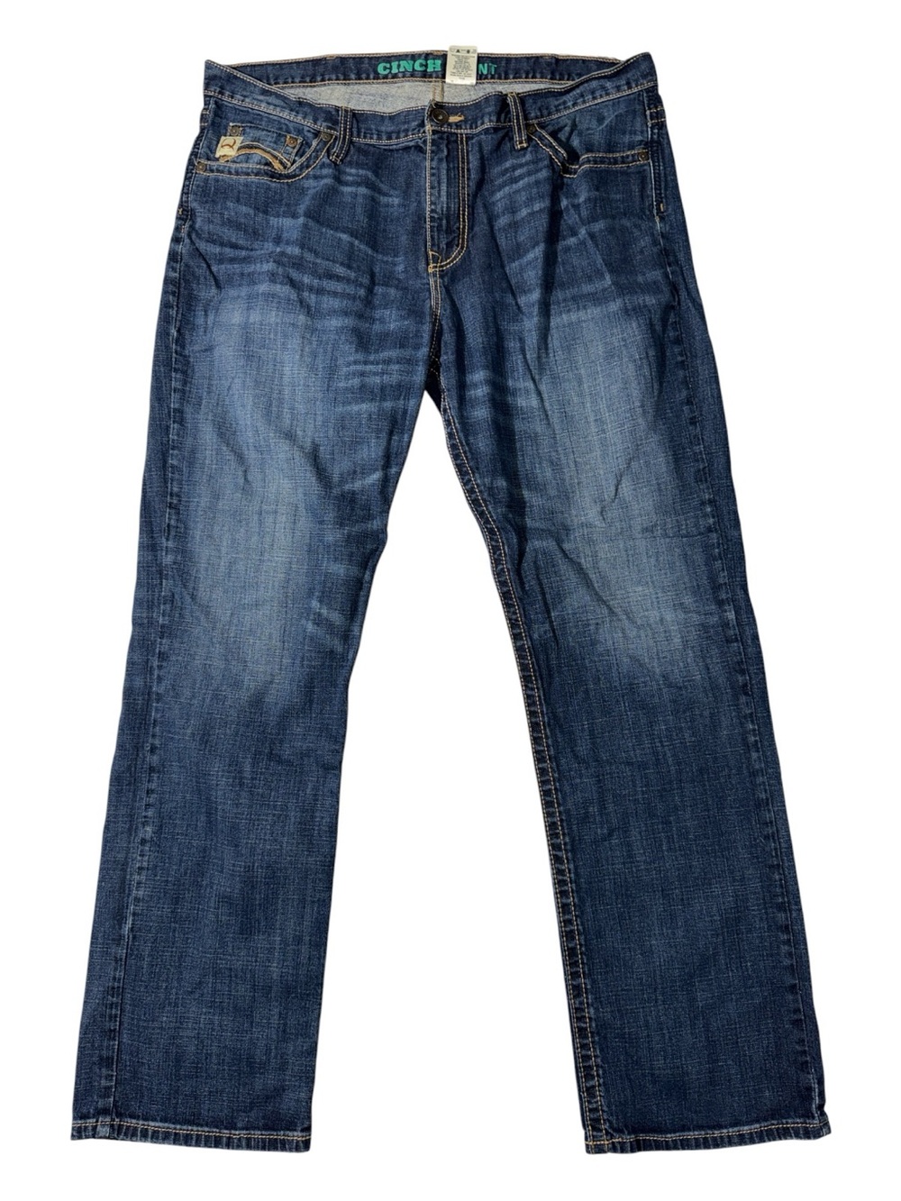 Cinch mens 40x34 Grand relaxed fit bootcut mid wash denim blue jeans EUC